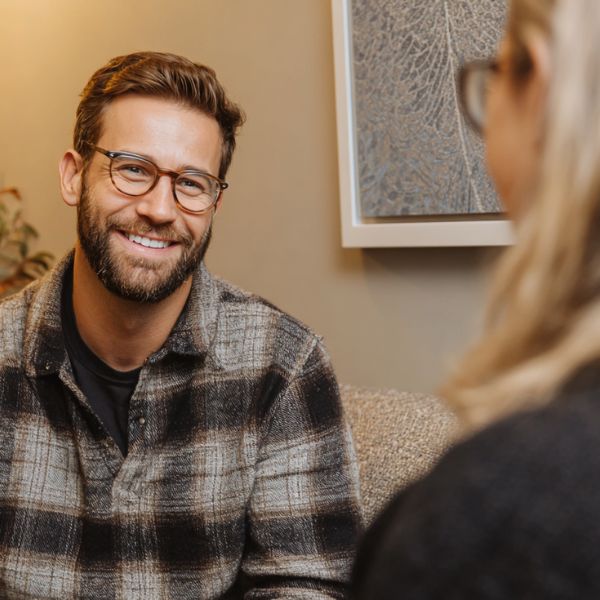 A man getting ketamine therapy consultation in Westport. CT, at Mindflow Therapy